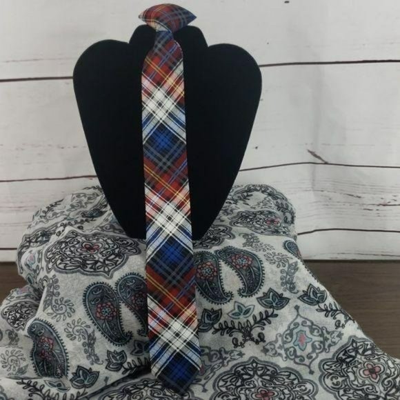 Red and Blue Paid Boy’s Clip‎ on tie - Picture 3 of 6